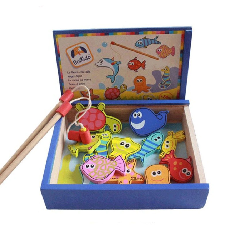 Wooden Animal Magnetic Pen Ball Toy of Children's Puzzle Game Simple Maze